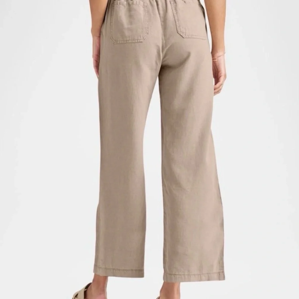Splendid Sorrento Linen Pants M Almond Women's Wide Leg Ankle Casual Career